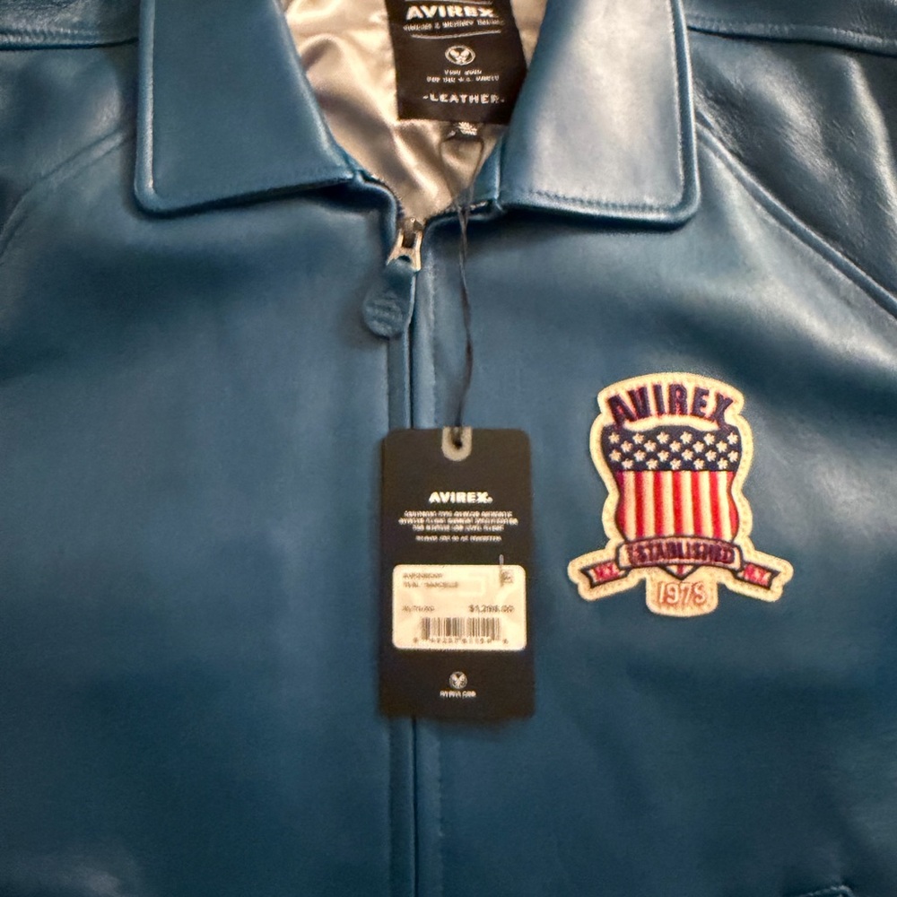 Avirex Blue Varsity Leather Jacket